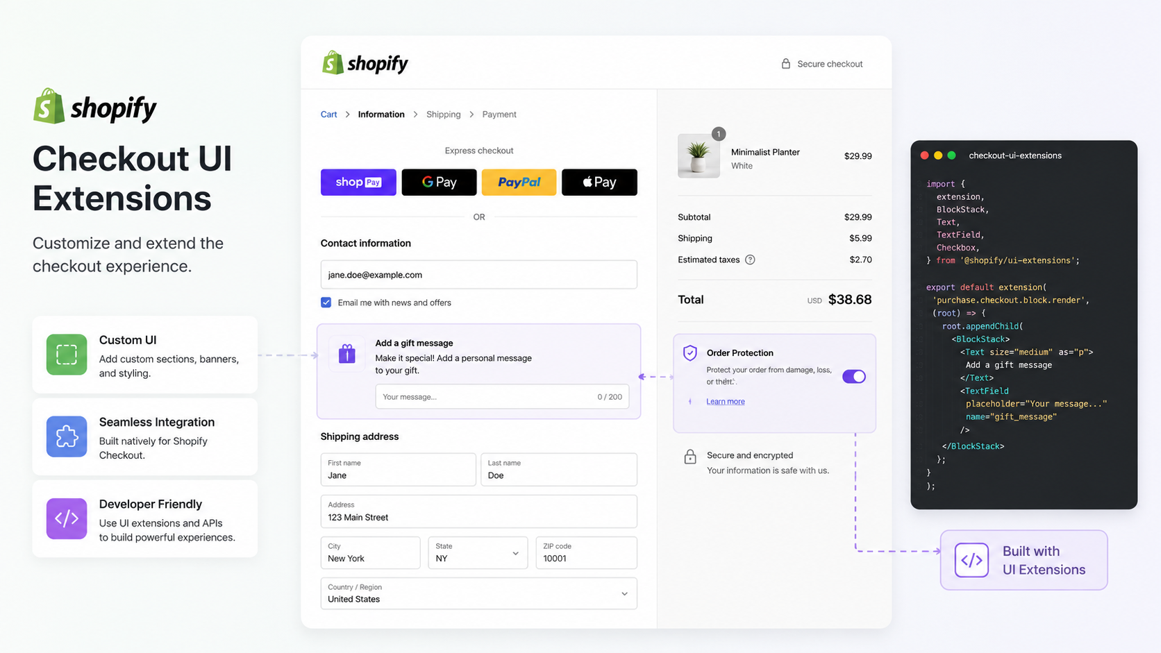 Use Shopify Checkout UI Extensions