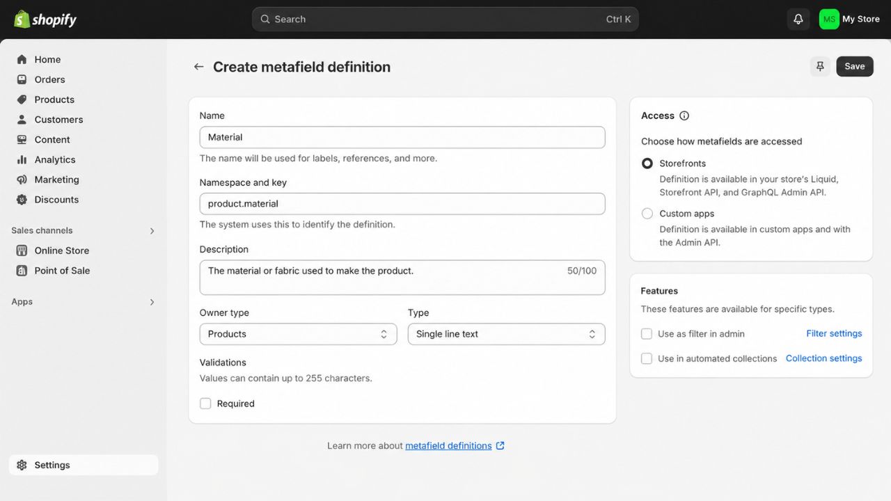 Shopify Metafields step by step