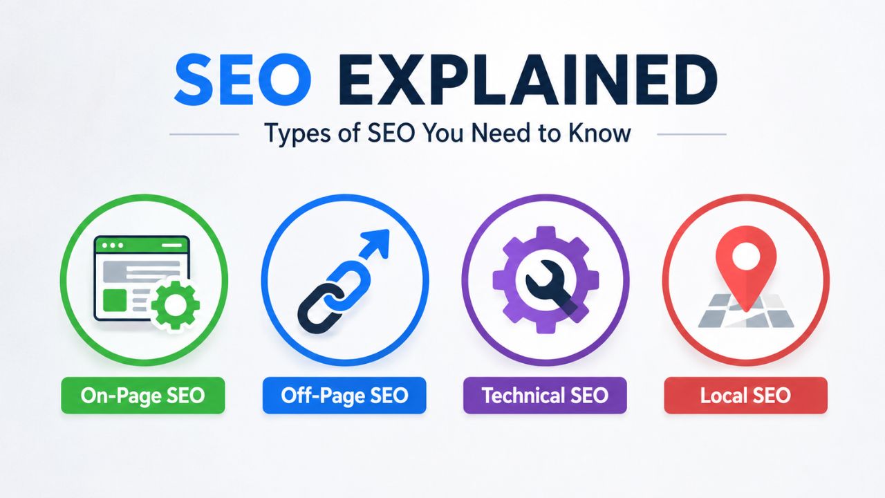 SEO Explained with On-Page SEO Off-Page SEO Technical SEO and Local SEO